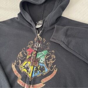 Harry Potter Universal Orlando Zip Hoodie Black with Hogwarts Crest